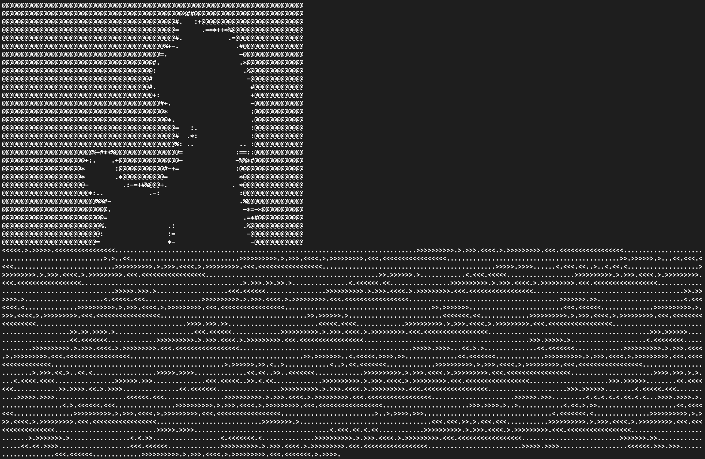 Screenshot of ASCII art and generated Brainfuck code